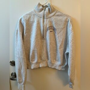 Nike Women's Light Grey Zip Up Cropped Cocoon Style Sweatshirt